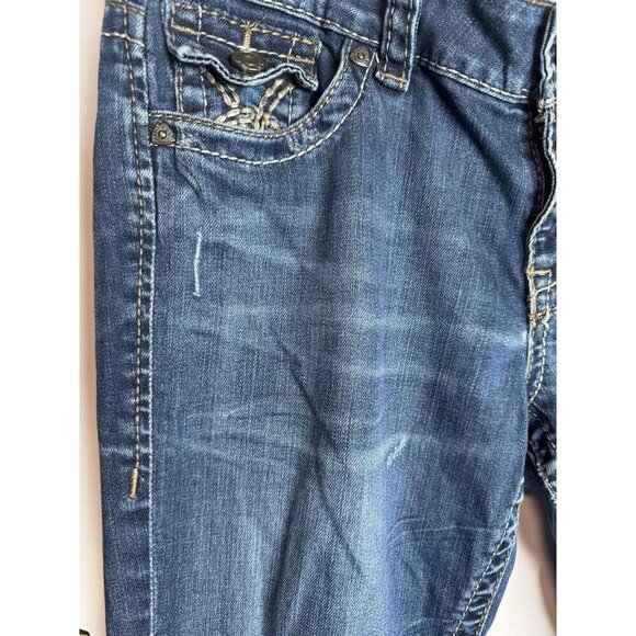 KUT FROM THE KLOTH WOMENS SO LOW JEANS SIZE 8 BOOTCUT FLARE 5 Pocket Embroidered - Picture 4 of 13